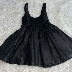 H&M Divided Exclusive genuine leather bow babydoll black mini dress size 4